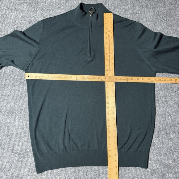Barbour Quarter Zip Green Wool Sweater Size XL 1804 Crest Long Sleeve Crew Neck - Picture 6 of 12